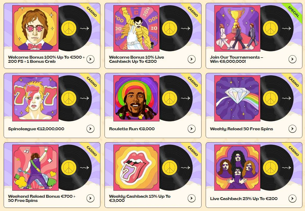 všechny bonusy ve vinyl kasinu